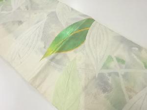 アンティーク　葉模様織出し袋帯（材料）